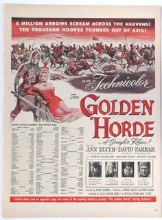 1951 Ann Blyth David Farrar The Golden Horde Movie Print Ad (Movie Memorabilia) (1059)  