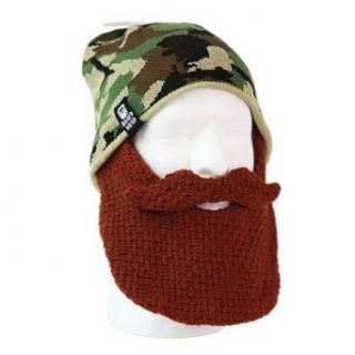 Beard Cap   Wear Your Very Own Beard & Mustache   Perfect for Duck Dynasty Fans, Skiers, Snowboarders, Sports Fans and People Who Enjoy All Types Of Outdoor Activities (One size fits (almost) all, Brown Skully Duke) Costume Headwear And Hats Cloth