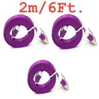 20Tech� 3x Brand New Extra Long 6' FLAT Purple USB Sync & Charge Cables (2 METERS) for iPhone 5s/5c/5 also compatible with iPad Mini, iPad & iPod Cell Phones & Accessories