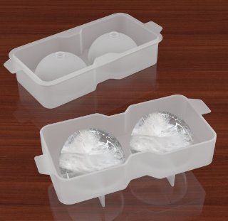 Ice Ball Mold   Silicone Ice Ball Maker   Transparent Ice Ball Tray   Makes 2 Spherical Ice Balls   Great for Scotch, Whiskey, Cocktail and Any Drink   Fill Tray, Press Cap Into Mold & Freeze   Also Customize the Ice Ball   Lifetime Guarantee Kitchen 