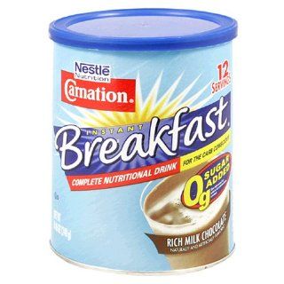 Carnation Instant Breakfast, Chocolate, No Sugar Added, 8.46 Ounce Canister (Pack of 3)  Breakfast Foods  Grocery & Gourmet Food