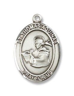 St. Thomas Aquinas Sterling Silver Medal with 18" Sterling Chain Patron Saint of (patronage) academics, against storms, against lightning, apologists, book sellers, Catholic academies, Catholic schools, Catholic universities, chastity, colleges, learn