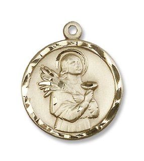 Gold Filled St. Lucy Medal Pendant Charm with 18" Gold Chain in Gift Box, Patron Saint of (patronage) against Blindness, Salespeople, hemorrhages, authors, blind people, blindness, cutlers, dysentery, eye disease, eye problems, glaziers, hemorrhages, 