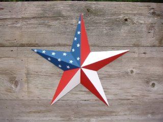 53 Inch Heavy Duty Metal Barn Star Painted Solid Patriotic Stars and Stripes. The Colors in the Patriotic Stars and Stripes (American Flag) Theme Are Radiant Red, White, and Blue. The Solid Paint Coverage Gives the Star a Clean and Crisp Appearance. This T