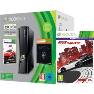 Xbox 360 250GB Holiday Need for Speed Bundle (Includes Need for Speed Most Wanted, Forza 4 Essentials Edition, Skyrim Live DLC, 1 Month Xbox Live)      Games Consoles