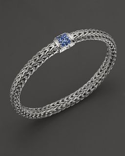 John Hardy Small Classic Chain Bracelet with Blue Sapphire Clasp's