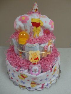 Winnie The Pooh and Piglet Baby Girl 3 Layer Diaper Cake Gift Package   Comes Decoratively Wrapped Making it a Great Gift or Shower Centerpiece   Other Gift Options Also Available Health & Personal Care