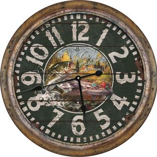 Rivers Edge 26 inch Distressed Fishing Clock