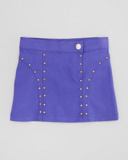 Woven Studded Mini Skirt, Purple, Sizes 2 6   Versace