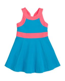 Ponte Circle Sleeveless Dress, Aqua/Pink, Sizes 8 10   Milly Minis