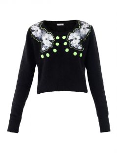 Floral silk appliqué sweater  Emma Cook