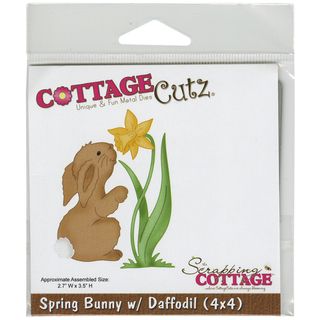 Cottagecutz Die 4inx4in spring Bunny W/daffodil