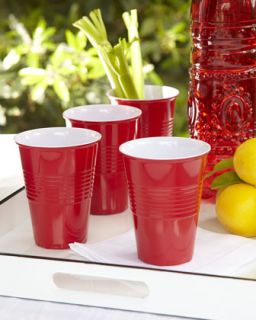Four Red Melamine Cups