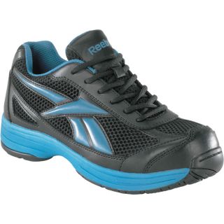 Reebok Cross Trainer Steel Toe EH Work Shoe   Black/Blue, Size 10 1/2 Wide,