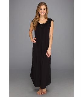 Carole Hochman Tossed Carnations Solid Long Nightgown Womens Pajama (Black)