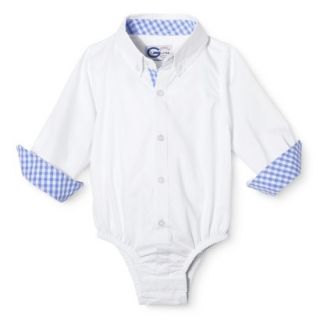 G Cutee Newborn Boys Long Sleeve Solid Button Down Shirtzie   Winter White 12 M