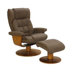 Memory Foam Brown Chocolate Bonded Leather Comfort Chair With Ottoman