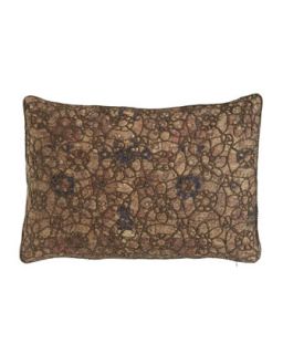 Large Pillow with Floral Crochet over Rug Print, 16 x 24   Dransfield & Ross