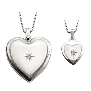 Diamond Accent Mother and Daughter Matching Heart Locket and Pendant