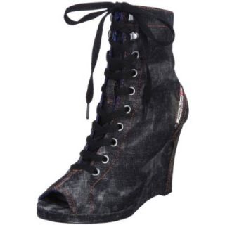 Diesel Women's Burlesque Open Toe Bootie, Black, 7.5 M US Boots Shoes