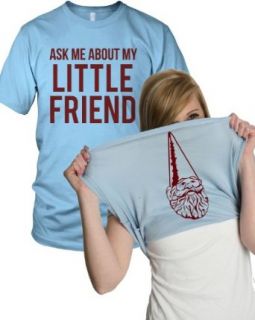 Women's Ask Me About My Little Friend T Shirt Funny Gnome Ladies Flip Tee