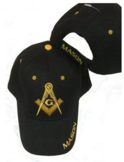 Freemason Embroidered Black Adjustable Hat Mason Masonic Lodge Baseball Cap Clothing