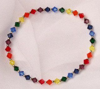 Stretch Bracelet   Chakra Colors, Crystal Beads Jewelry