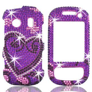 Talon Full Diamond Bling Phone Shell for Samsung M350 Seek   Sprint/Boost Mobile   1 Pack   Retail Packaging   Purple Heart Cell Phones & Accessories