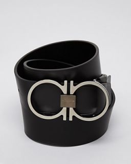 Salvatore Ferragamo Leather Thin Double Gancini Belt's