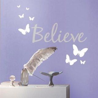 WHITE BUTTERFLIES BELIEVE Wall Quote 30+ Decals Room Decor Stickers BUTTERFLY 