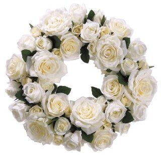 Shop Allstate Floral 16 Inch Rose Wreath, Cream/White at the  Home Dcor Store. Find the latest styles with the lowest prices from Allstate Floral