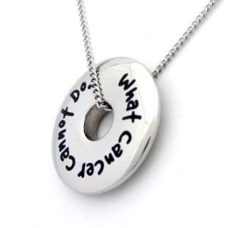 What Cancer Cannot Do Disc Pendant Necklace   18 Inch Chain   Recovery Jewelry   Cancer Awareness Gifts Jewelry