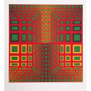 Art Composition with Red, Green, Yellow  Screenprint  Victor Vasarely