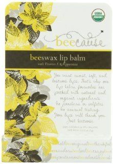 Beecause Beeswax Vitamin E Lip Balm, Peppermint, 0.15 Ounce  Massage Oils  Beauty