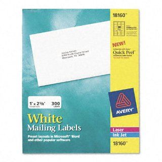 Avery Products   Avery   Inkjet Address Labels, 1 x 2 5/8, White, 300/Pack   Sold As 1 Pack   Easy Peel feature makes removing labels easier.   Columns can be separated to expose label edges for fast peeling.   Label sheets bend to expose Pop up EdgeTM for
