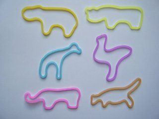 Zoo Animal Assorted Rubber Band Bracelets 24 Pack. Contains, Hippopotamus, Rhinoceros, Giraffe, Kangaroo, Elephant, Ostrich. . Variety of colors, pink, blue, yellow, orange, purple and brown