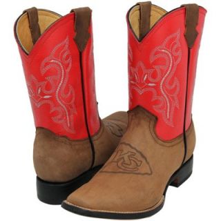 Kansas City Chiefs Youth Pull Up Cowboy Boots   Brown/Red