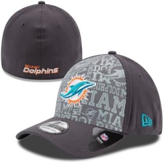 Mens New Era Graphite Miami Dolphins 2014 NFL Draft 39THIRTY Flex Hat