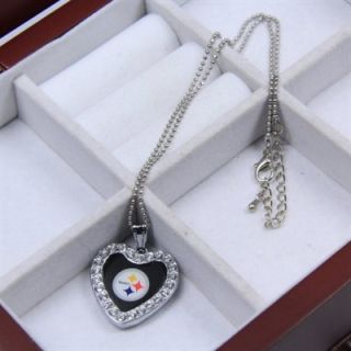 Touch by Alyssa Milano Pittsburgh Steelers Ladies Crystal Heart Team Logo Pendant Necklace
