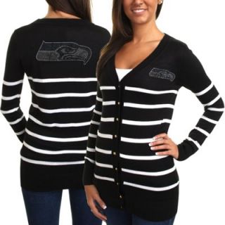 Cuce Seattle Seahawks Ladies The Quarterback Sweater   Black/White