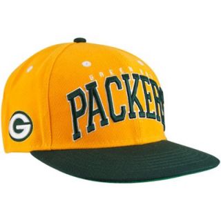 Green Bay Packers Gold Green Big Text Snapback Adjustable Hat