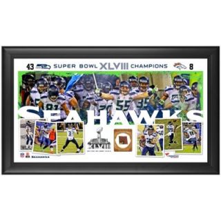 Seattle Seahawks Super Bowl XLVIII Champions Framed 10 x 18 Collage with Game Used Ball
