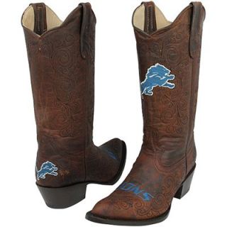 Detroit Lions Womens Flyover Pull Up Cowboy Boots   Brown