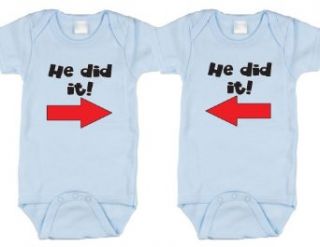He Did It, Twin Boys Gift Set (Includes 2 Bodysuits) Clothing