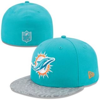 Mens New Era Aqua Miami Dolphins 2014 NFL Draft 59FIFTY Reflective Fitted Hat
