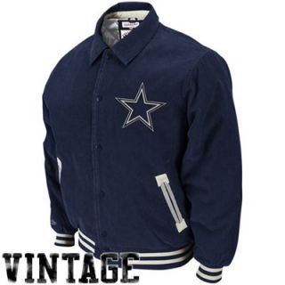 Mitchell & Ness Dallas Cowboys Navy Blue Cutback Corduroy Vintage Full Button Jacket