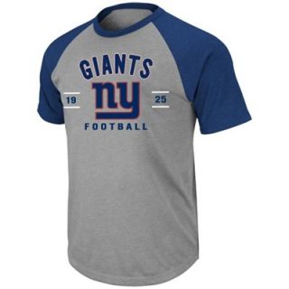New York Giants Homefield Advantage Raglan T Shirt   Ash/Royal Blue