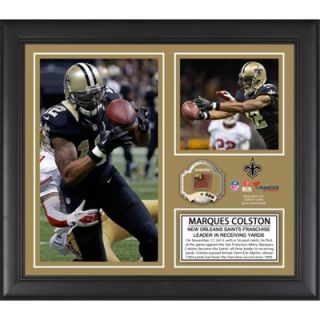 Marques Colston New Orleans Saints Franchise All Time Receiving Yards Record Framed 15 x 17 Collage with Game Used Ball   Limited Edition of 500