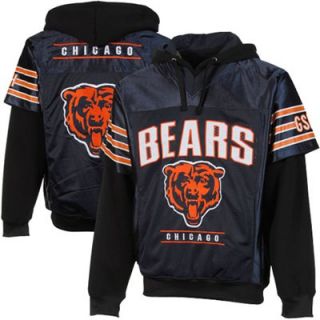Chicago Bears The Drive Faux 2 Fer Pullover Jersey Hoodie   Navy Blue/Black