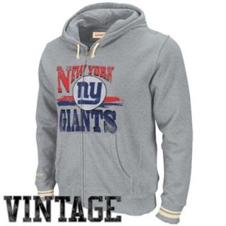 Mitchell & Ness New York Giants Start Of Season Full Zip Vintage Hoodie   Ash